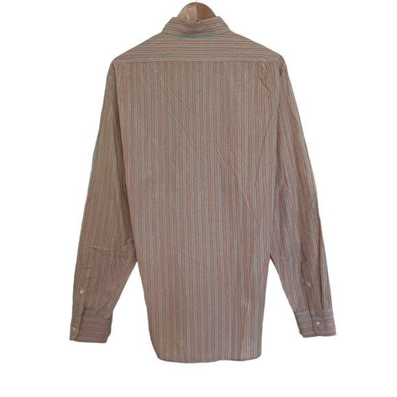 Ralph Lauren Purple Label Mens Button Down Dress Shirt Orange Striped Italy Sz L - Picture 4 of 5